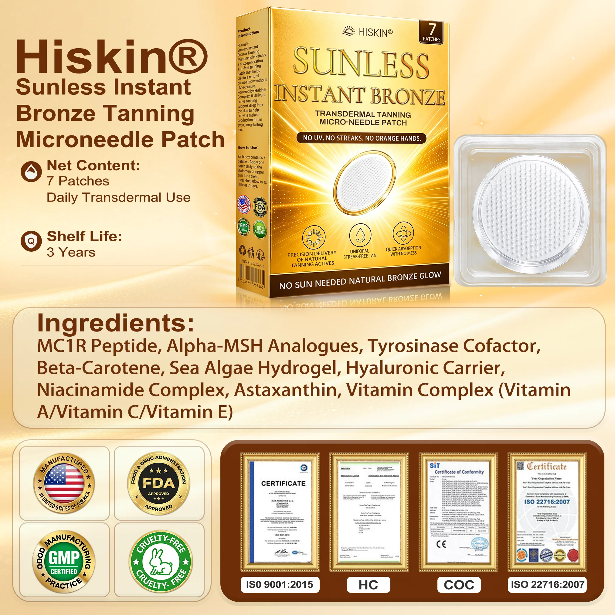 sunless tanning microneedle patch
